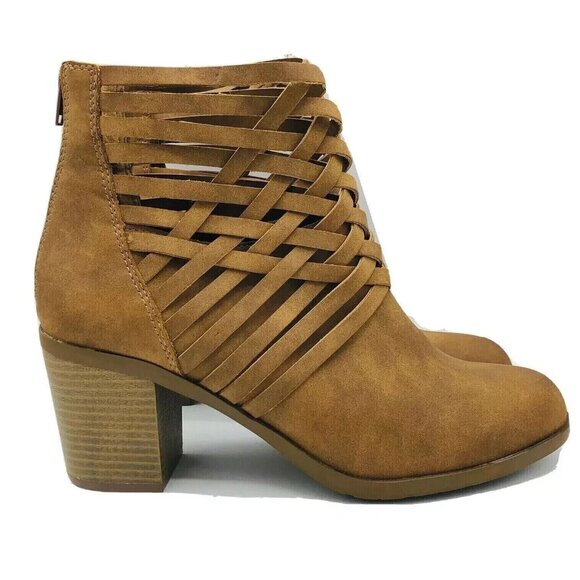 Arizona Jeans Shoes - Arizona Jeans Womens Boots 9.5 Olympia Booties Memory Foam Brown Ankle Zip Weave